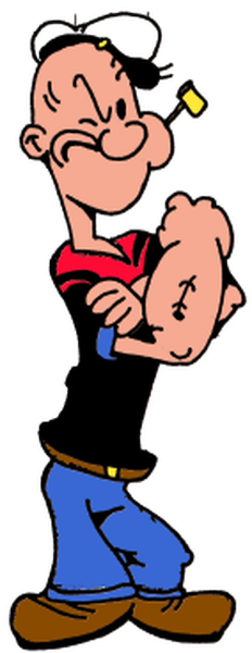 Popeye the Sailor Man flexes his impressive forearm to show off his anchor tattoo