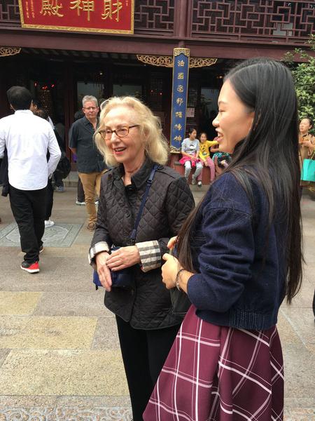 Touring Shanghai with student guide